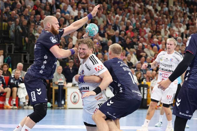 September 5, 2026, xBHAx, Handball, Opel HBL, 2026–2027 Season, 1st HBL, SG Flensburg Handewitt vs. HC Erlangen, GGW Arena, Maciej Gebala, HC Erlangen 77 on offense, Schleswig-Holstein, Germany