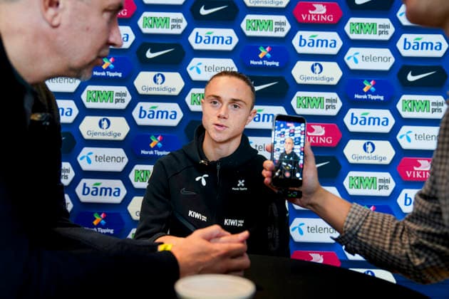 Press conference with Norway’s men’s national soccer team, Oslo, September 22, 2026. Thelonious Aasgaard during a press conference with Norway’s men’s national soccer team at Ullevaal Stadium, ahead of the Nations League matches against Denmark, Portugal, and Wales. Photo by Stian Lysberg Solum, NTB, Oslo, Norway. EDITORIAL USE ONLY. RESTRICTED USE FOR BETTING COMPANIES  Copyright: xStianxLysbergxSolumx xNTBx