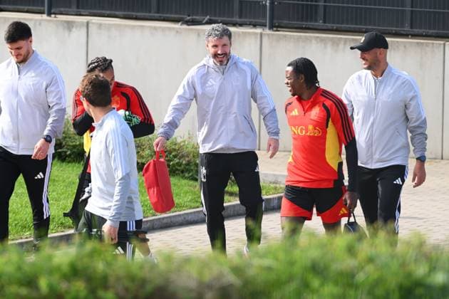 Italy v Belgium - UEFA Nations League 2026 Media Activities 22 09 2026 TUBIZE, BELGIUM - SEPTEMBER 22 : Moreira Da Silva Diego defender of Belgium, Van Bommel Mark head coach of Belgium, Ngoy Nathan defender of Belgium pictured during a training session ahead of the UEFA Nations League tournament league phase matchday 1 group A1 match between Italy and Belgium on September 22, 2026 in Tubize, Belgium, 22 09 2026 Tubize Belgium  Copyright: xVincentxKalutx