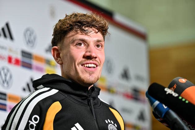 DFB Media Events, September 22, 2026 HERZOGENAURACH, GERMANY September 22: Philipp TREU of SC Freiburg is pictured being interviewed during the national team s first media events in Herzogenaurach at Adidas Copyright: xBEAUTIFULxSPORTS Goldbergx