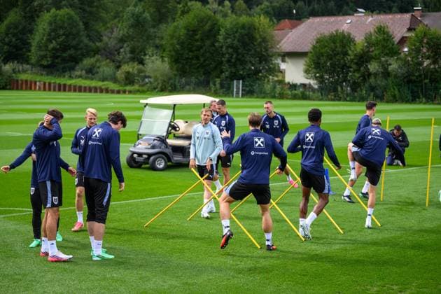SOCCER - NL, AUT vs ISR WINDISCHGARSTEN,AUSTRIA,22.SEP.26 - SOCCER - UEFA Nations League, group stage, OEFB international match, Länderspiel, Nationalmannschaft Austria vs Israel, preview, training team AUT. Image shows players of AUT.  GEPAxpictures xChristianxMoser
