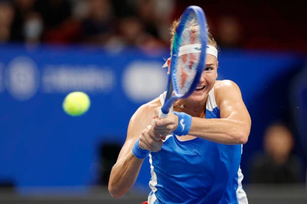 Marie Bouzkova, a Czech tennis player, during the Czech Republic vs. Great Britain match in the final round of the 2026 Billie Jean King Cup, September 22, 2026, Shenzhen, China. (CTKxPhoto PavelxLebeda) CTKPhotoF202609220010201  CTKPhotoF202609220010201
