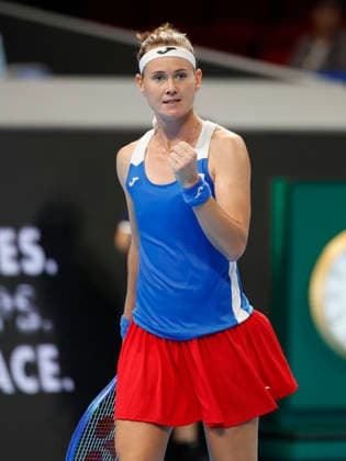 Marie Bouzkova, a Czech tennis player, during the Czech Republic vs. Great Britain match in the final round of the 2026 Billie Jean King Cup, September 22, 2026, Shenzhen, China. (CTKxPhoto PavelxLebeda) CTKPhotoF202609220010701  CTKPhotoF202609220010701