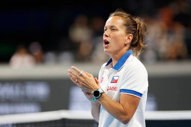 Non-playing captain Barbora Strycova during the Czech Republic vs. Great Britain match in the final group stage of the 2026 Billie Jean King Cup, September 22, 2026, Shenzhen, China. (CTKxPhoto PavelxLebeda) CTKPhotoF202609220011001  CTKPhotoF202609220011001