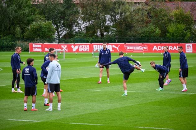 SOCCER - NL, AUT vs ISR WINDISCHGARSTEN,AUSTRIA,22.SEP.26 - SOCCER - UEFA Nations League, group stage, OEFB international match, Länderspiel, Nationalmannschaft Austria vs Israel, preview, training team AUT. Image shows players of AUT.  GEPAxpictures xChristianxMoser