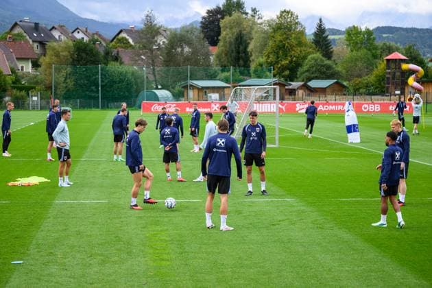 SOCCER - NL, AUT vs ISR WINDISCHGARSTEN,AUSTRIA,22.SEP.26 - SOCCER - UEFA Nations League, group stage, OEFB international match, Länderspiel, Nationalmannschaft Austria vs Israel, preview, training team AUT. Image shows players of AUT.  GEPAxpictures xChristianxMoser