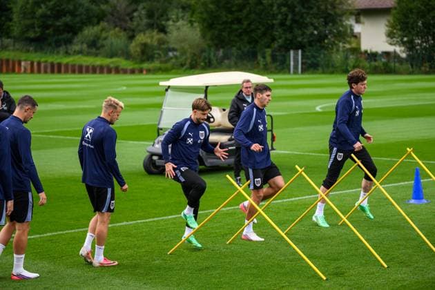 SOCCER - NL, AUT vs ISR WINDISCHGARSTEN,AUSTRIA,22.SEP.26 - SOCCER - UEFA Nations League, group stage, OEFB international match, Länderspiel, Nationalmannschaft Austria vs Israel, preview, training team AUT. Image shows players of AUT.  GEPAxpictures xChristianxMoser