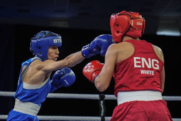 2026 European Boxing Championships in Bulgaria SOFIA, BULGARIA - SEPTEMBER 22: Hatice Akbas (blue) of Turkiye competes against Ruby White (red) of England in the women s 51kg category during the 2026 European Boxing Championships at Asics Arena in Sofia, Bulgaria, on September 22, 2026. Osmancan Gurdogan Anadolu Sofia Bulgaria. Editorial use only. Please get in touch for any other usage.  Copyright: x2026xAnadoluxOsmancanxGurdoganx