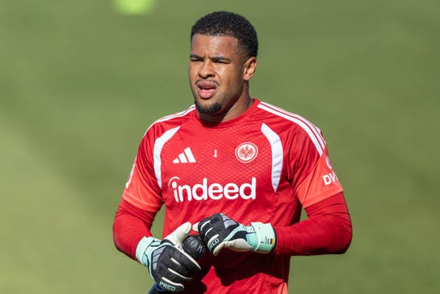 Training: Eintracht Frankfurt goalkeeper Noah Atubolu; Eintracht Frankfurt, 1st training session held by Eintracht Frankfurt on September 22, 2026, at Deutsche Bank Park in Frankfurt am Main, Frankfurt am Main, Hesse, Germany; Deutsche Bank Park