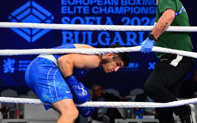 2026 European Boxing Elite Championships, Sofia, Bulgaria 22 9 2026 Men™s 90kg Quarter-Final Jack Marley (Blue) vs Georgii Kushitashvli (Red) Ireland™s Jack Marley enters the ring before the bout Jack Marley enters the ring before the bout 22 9 2026  Copyright: xx VD5_1521