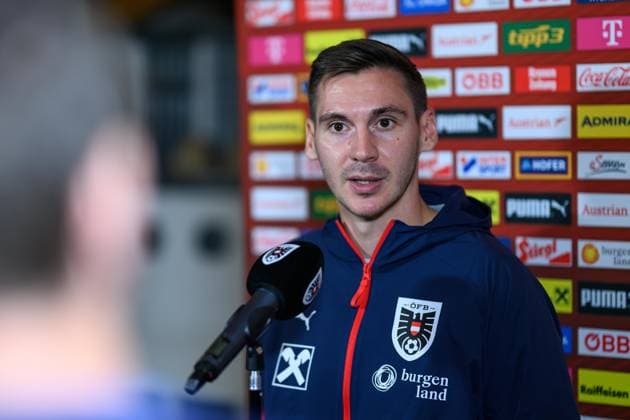 SOCCER - NL, AUT vs ISR WINDISCHGARSTEN,AUSTRIA,22.SEP.26 - SOCCER - UEFA Nations League, group stage, OEFB international match, Länderspiel, Nationalmannschaft Austria vs Israel, preview, press conference, PK, Pressekonferenz team AUT. Image shows Maximilian Woeber (AUT). GEPAxpictures xChristianxMoser