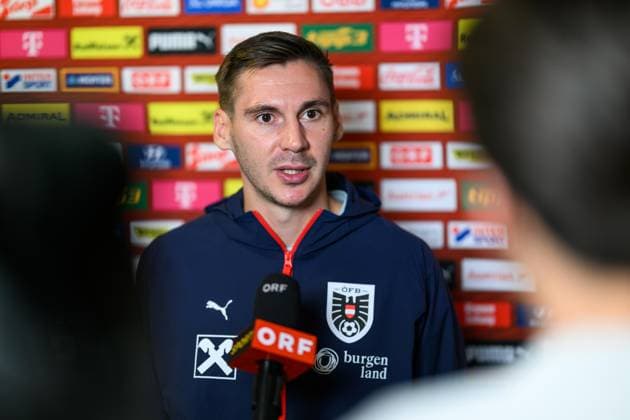 SOCCER - NL, AUT vs ISR WINDISCHGARSTEN,AUSTRIA,22.SEP.26 - SOCCER - UEFA Nations League, group stage, OEFB international match, Länderspiel, Nationalmannschaft Austria vs Israel, preview, press conference, PK, Pressekonferenz team AUT. Image shows Maximilian Woeber (AUT). GEPAxpictures xChristianxMoser