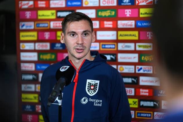 SOCCER - NL, AUT vs ISR WINDISCHGARSTEN,AUSTRIA,22.SEP.26 - SOCCER - UEFA Nations League, group stage, OEFB international match, Länderspiel, Nationalmannschaft Austria vs Israel, preview, press conference, PK, Pressekonferenz team AUT. Image shows Maximilian Woeber (AUT). GEPAxpictures xChristianxMoser