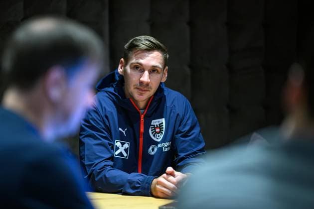 SOCCER - NL, AUT vs ISR WINDISCHGARSTEN,AUSTRIA,22.SEP.26 - SOCCER - UEFA Nations League, group stage, OEFB international match, Länderspiel, Nationalmannschaft Austria vs Israel, preview, press conference, PK, Pressekonferenz team AUT. Image shows Maximilian Woeber (AUT). GEPAxpictures xChristianxMoser