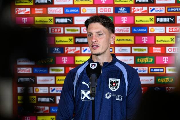 SOCCER - NL, AUT vs ISR WINDISCHGARSTEN,AUSTRIA,22.SEP.26 - SOCCER - UEFA Nations League, group stage, OEFB international match, Länderspiel, Nationalmannschaft Austria vs Israel, preview, press conference, PK, Pressekonferenz team AUT. Image shows Felix Bacher (AUT). GEPAxpictures xChristianxMoser