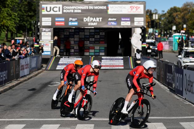 2026 UCI Road World Championships Picture by Alex Whitehead SWpix.com - 22 09 2026 - Cycling - 2026 UCI Road World Championships - MontrÃ al, Canada - Team Time Trial Mixed Relay - Tobias Foss (Norway), Andreas Leknessund (Norway), Embret Svestad-Bardseng (Norway) MontrÃ al Avenue du Parc Canada Copyright: x xSWpix.comx(t axPhotographyxHubxLtd)xAlexxWhitehead SWpix.comx SWP-3521-1184