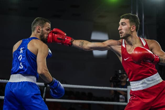 2026 European Boxing Championships in Bulgaria SOFIA, BULGARIA - SEPTEMBER 22: Semih Gumus (red) of Turkiye and Bashkim Bajoku (blue) of Kosovo compete in the men s 55kg category during the 2026 European Boxing Championships at Asics Arena in Sofia, Bulgaria, on September 22, 2026. Osmancan Gurdogan Anadolu Sofia Bulgaria. Editorial use only. Please get in touch for any other usage.  Copyright: x2026xAnadoluxOsmancanxGurdoganx