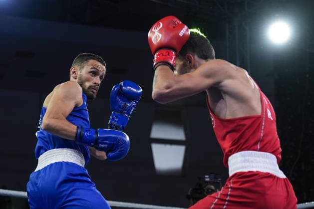 2026 European Boxing Championships in Bulgaria SOFIA, BULGARIA - SEPTEMBER 22: Semih Gumus (red) of Turkiye and Bashkim Bajoku (blue) of Kosovo compete in the men s 55kg category during the 2026 European Boxing Championships at Asics Arena in Sofia, Bulgaria, on September 22, 2026. Osmancan Gurdogan Anadolu Sofia Bulgaria. Editorial use only. Please get in touch for any other usage.  Copyright: x2026xAnadoluxOsmancanxGurdoganx