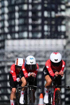 2026 UCI Road World Championships Picture by Zac Williams SWpix.com - 22 09 2026 - Cycling - 2026 UCI Road World Championships - MontrÃ al, Canada - Team Time Trial Mixed Relay - Olivia Baril (Canada), Nadia Gontova (Canada), Alison Jackson (Canada) Copyright: x xSWpix.comx(t axPhotographyxHubxLtd)xZacxWilliams SWpix.comx SWP-3521-1220