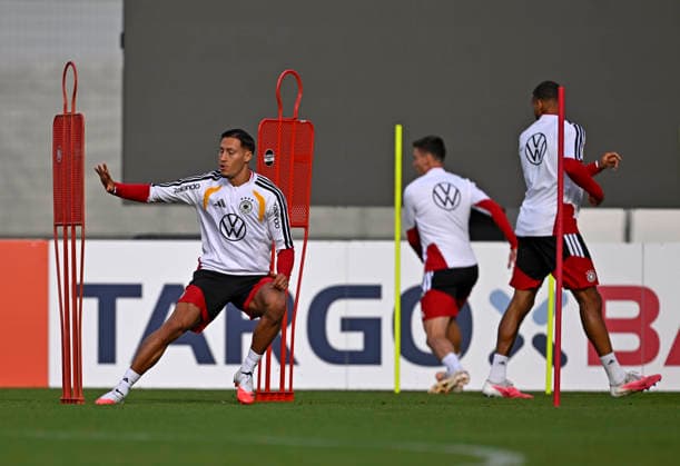 September 22, 2026, German National Soccer Team (DFB), training camp in Herzogenaurach, at the ADIDAS headquarters, ahead of the UEFA Nations League matches, national team training session in front of the press; Younes Ebnoutalib, Germany