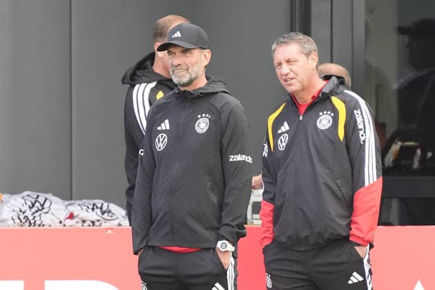 National Team Coach Jürgen Klopp, Germany; Assistant Coach Peter Krawietz, Germany; HerzoBase, September 22, 2026; German National Team, Nations League Preparation, Home Ground, HerzoBase, World of Adidas, Herzogenaurach