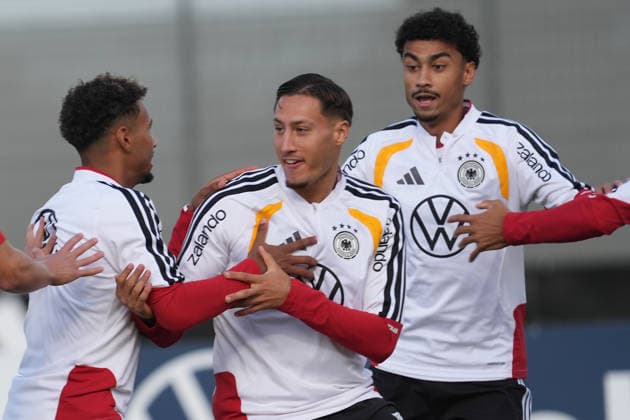 Younes Ebnoutalib, Germany; Nene Brown, Germany; Herzo Base, September 22, 2026; German National Team Nations League Preparation, Home Ground, HerzoBase, World of Adidas, Herzogenaurach