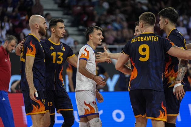 France v Romania - CEV Men s European Volleyball Championship 2026 quarterfinal SOFIA, BULGARIA - SEPTEMBER 22: Players of Romania celebrate after a point during the CEV Men s European Volleyball Championship 2026 quarterfinal match between France and Romania at Arena 8888 in Sofia, Bulgaria on September 22, 2026. Osmancan Gurdogan Anadolu Sofia Bulgaria. Editorial use only. Please get in touch for any other usage.  Copyright: x2026xAnadoluxOsmancanxGurdoganx