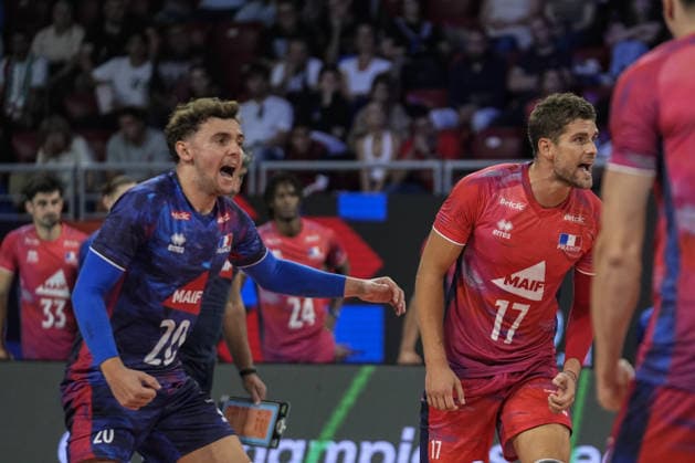 France v Romania - CEV Men s European Volleyball Championship 2026 quarterfinal SOFIA, BULGARIA - SEPTEMBER 22: France national volleyball team players celebrate during the CEV 2026 European Men s Volleyball Championship quarterfinal match between France and Romania at Arena 8888 in Sofia, Bulgaria, on September 22, 2026. Osmancan Gurdogan Anadolu Sofia Bulgaria. Editorial use only. Please get in touch for any other usage.  Copyright: x2026xAnadoluxOsmancanxGurdoganx