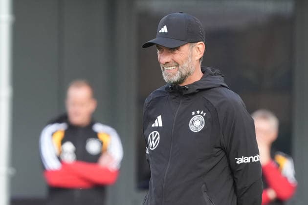 National Team Coach Jürgen Klopp Germany is enjoying training at HerzoBase on September 22, 2026. German National Team Nations League preparation, Home Ground, HerzoBase, World of Adidas, Herzogenaurach