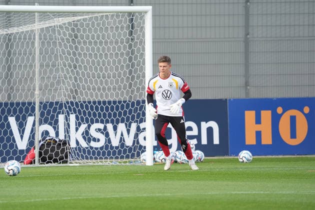 Goalie Finn Dahmen, Germany, Herzo Base, September 22, 2026, German National Team, Nations League Preparation, Home Ground, HerzoBase, World of Adidas, Herzogenaurach