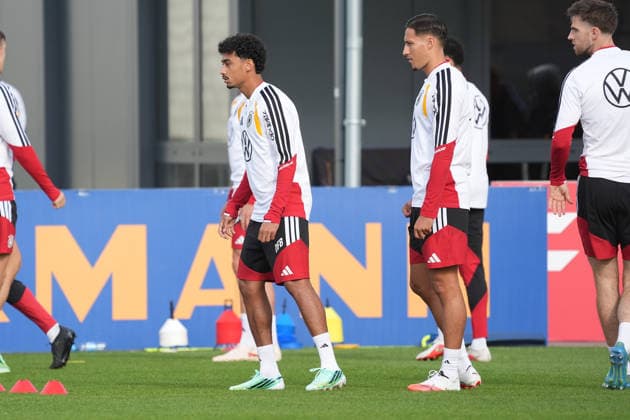 Nathaniel Brown, Germany; Younes Ebnoutalib, Germany; Herzo Base, September 22, 2026; German National Team, Nations League Preparation, Home Ground, HerzoBase, World of Adidas, Herzogenaurach