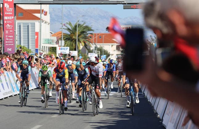 CRO Race 2026: Stage 1 Cyclists cross the finish line during the first stage of the CRO Race 2026, a 167-kilometre route from Split to Seget Donji in Seget Donji, Croatia on September 22, 2026. The six-stage race runs from September 22 to 27 across Croatia.  IvanaxIvanovic PIXSELL