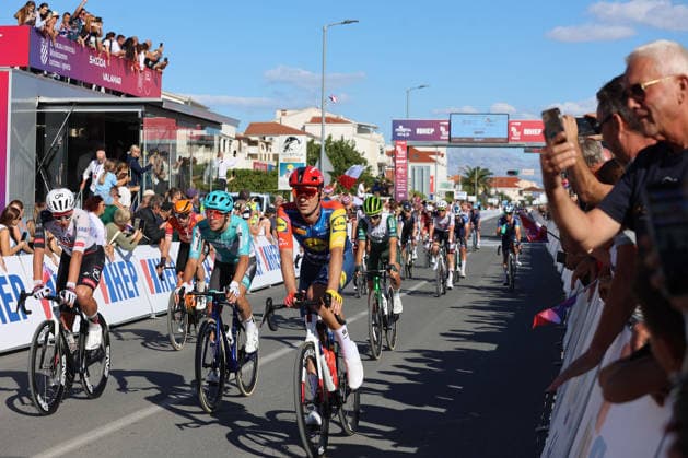 CRO Race 2026: Stage 1 Edward Theuns (R) of Team Lidl-Trek cross the finish line during the first stage of the CRO Race 2026, a 167-kilometre route from Split to Seget Donji in Seget Donji, Croatia on September 22, 2026. The six-stage race runs from September 22 to 27 across Croatia.  IvanaxIvanovic PIXSELL