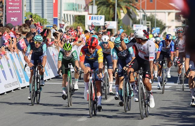 CRO Race 2026: Stage 1 Cyclists cross the finish line during the first stage of the CRO Race 2026, a 167-kilometre route from Split to Seget Donji in Seget Donji, Croatia on September 22, 2026. The six-stage race runs from September 22 to 27 across Croatia.  IvanaxIvanovic PIXSELL