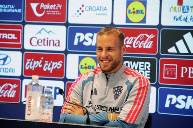 Croatia National Football Team: Press and Trainign Session Ivan Smolcic of Croatia on a press conferenfce of Croatia national football team at HNK Rijeka stadium on September 22, 2026 in Rijeka, Croatia.  GoranxKovacic PIXSELL