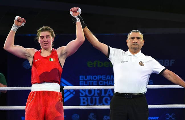 2026 European Boxing Elite Championships, Sofia, Bulgaria 22 9 2026 Women™s 85kg Quarter-Final Aoife O™Rourke vs Agata Kaczmarska Aoife O™Rourke is announced as the winner Aoife O™Rourke is announced as the winner 22 9 2026  Copyright: xx VD5_2613