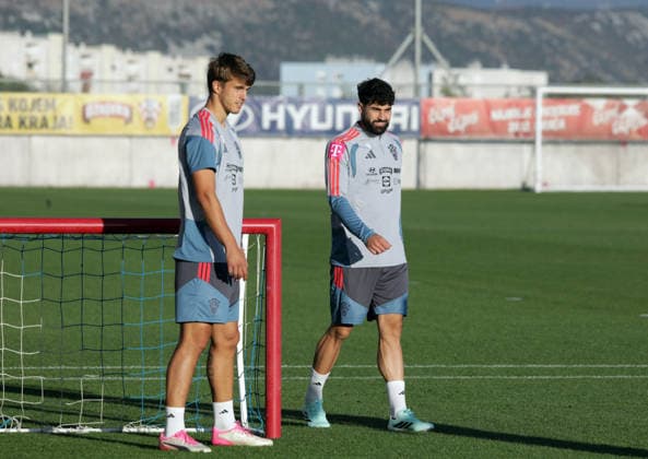 Croatia National Football Team: Press and Trainign Session Luka Vuskovic and Josko Gvardiol of Croatia during the training sesion at HNK Rijeka stadium on September 22, 2026 in Rijeka, Croatia.  GoranxKovacic PIXSELL