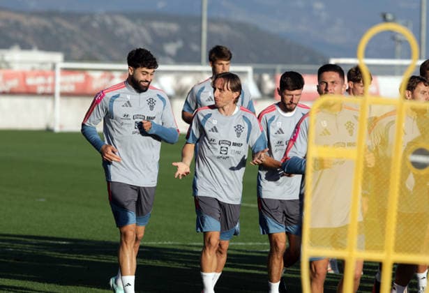 Croatia National Football Team: Press and Trainign Session Josko Gvardiol, Luka Modric and Petar Sucic of Croatia during the training sesion at HNK Rijeka stadium on September 22, 2026 in Rijeka, Croatia.  GoranxKovacic PIXSELL