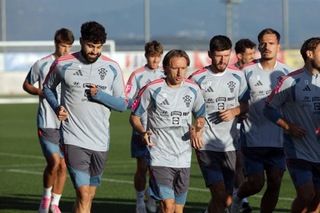 Croatia National Football Team: Press and Trainign Session Josko Gvardiol, Luka Modric, Petar Sucic and Marin Pongracic of Croatia during the training sesion at HNK Rijeka stadium on September 22, 2026 in Rijeka, Croatia.  GoranxKovacic PIXSELL