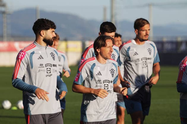 Croatia National Football Team: Press and Trainign Session Josko Gvardiol and Luka Modric of Croatia during the training sesion at HNK Rijeka stadium on September 22, 2026 in Rijeka, Croatia.  GoranxKovacic PIXSELL