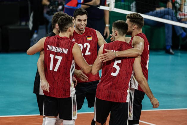 IPA88834617 - Team Germany celebrates scoring a point during the CEV Enel Eurovolley 2026 quarterfinal match between Poland and Germany at Arena 8888 in Sofia, Bulgaria, on September 22, 2026  Copyright: xIvanxSxIvanov IPAxSportx xx IPA88834617