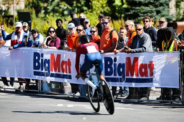 2026 UCI Road World Championships Picture by Alex Whitehead SWpix.com - 22 09 2026 - Cycling - 2026 UCI Road World Championships - MontrÃ al, Canada - Men Junior Individual Time Trial (ITT) - Big Mat branding MontrÃ al Avenue du Parc Canada Copyright: x xSWpix.comx(t axPhotographyxHubxLtd)xAlexxWhitehead SWpix.comx SWP-3521-1372