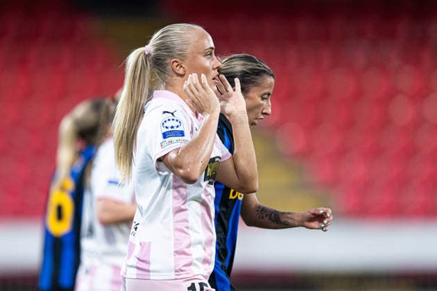 September 22, 2026: Alva Selerud of Häcken looks dejected during the Women’s Champions League soccer match between Inter and Häcken on September 22, 2026 in Monza. Photo by Carl Sandin, BILDBYRAN. Code: CS CS0982. soccer, football, UEFA Women’s Champions League, Inter, Häcken, women’s soccer, BBENG, dejected  Copyright: CARLxSANDIN BB260922CS063