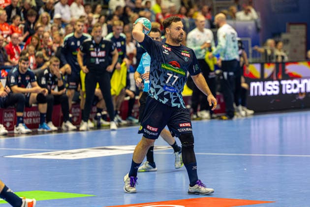 HBL Cup, 2nd Round, Kassel, MT Melsungen vs. Rhein Neckar Löwen, Rothenbach Halle, Kassel, September 22, 2026 HBL Cup, 2nd Round, Kassel, Germany, September 22, 2026 Dani Baijens Rhein Neckar Löwen, 77 on the ball, Handball Bundesliga, MT Melsungen vs. Rhein Neckar Löwen match, Rothenbach Halle, Kassel Copyright: xBEAUTIFULxSPORTS Freudensteinx