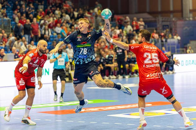 HBL Cup, 2nd Round, Kassel, MT Melsungen vs. Rhein Neckar Löwen, Rothenbach Halle, Kassel, September 22, 2026 HBL Cup, 2nd Round, Kassel, Germany, September 22, 2026; Edwin Aspenbaeck, Rhein Neckar Löwen, 78 with the ball, Handball Bundesliga, MT Melsungen vs. Rhein Neckar Löwen match, Rothenbach Halle, Kassel Copyright: xBEAUTIFULxSPORTS Freudensteinx