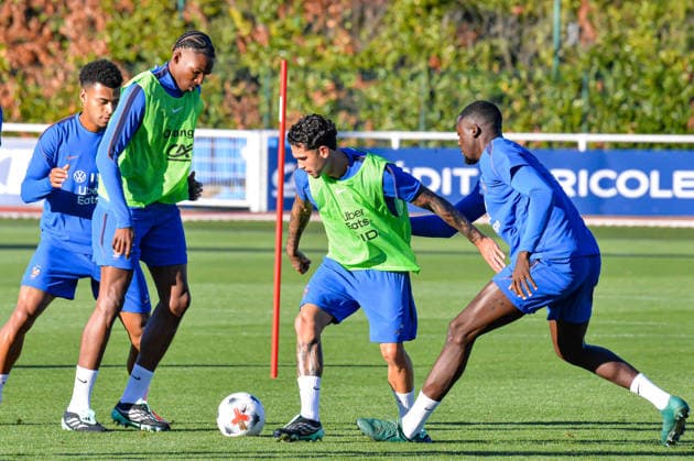 FOOTBALL : Entrainement de l™Equipe de France - 22 09 2026 Lucas Da Cunha (France) Jeremy Jacquet (France) ClairefontaineFrance  Copyright: xBaptistexAutissierx