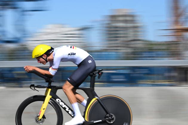 2026 UCI Road World Championships Picture by Zac Williams SWpix.com - 22 09 2026 - Cycling - 2026 UCI Road World Championships - MontrÃ al, Canada - Men Junior Individual Time Trial (ITT) - Owen Kings (Germany) Copyright: x xSWpix.comx(t axPhotographyxHubxLtd)xZacxWilliams SWpix.comx SWP-3521-1544