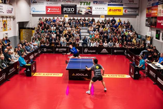 September 22, 2026, GER, Table Tennis, Men, Season 26–27, Post SV Mühlhausen vs. Borussia Düsseldorf, Steffen Mengel; Post SV Mühlhausen loses to Yongyin Li of Borussia Düsseldorf in 0–3 sets; 99974 Mühlhausen, LOTTO Thüringen Center Court, Thuringia, Germany