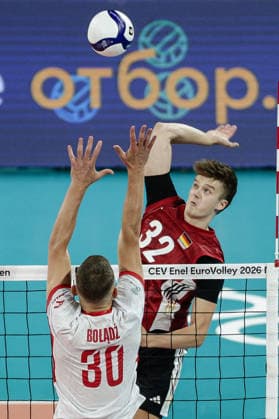 IPA88837731 - Germany s Theo Mohwinkel in action during the CEV Enel Eurovolley 2026 quarterfinal match between Poland and Germany at Arena 8888 in Sofia, Bulgaria, on September 22, 2026  Copyright: xIvanxSxIvanov IPAxSportx xx IPA88837731