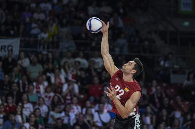 Poland v Germany - CEV Men s European Volleyball Championship 2026 quarterfinal SOFIA, BULGARIA - SEPTEMBER 22: Tobias Christian Brand of Germany in action during the CEV Men s European Volleyball Championship 2026 quarterfinal match between Poland and Germany at Arena 8888 in Sofia, Bulgaria on September 22, 2026. Osmancan Gurdogan Anadolu Sofia Bulgaria. Editorial use only. Please get in touch for any other usage.  Copyright: x2026xAnadoluxOsmancanxGurdoganx